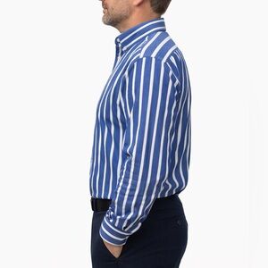 7 Camicie Elegant Italian Blue and White Striped Button Down Shirt